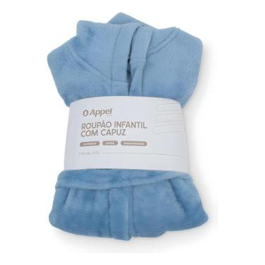 Imagem de Roupão Infantil Kids Felpudo Com Capuz Soft Macio Luxo Appel, Azul, M