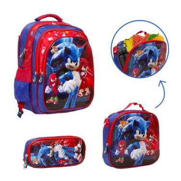 Imagem de Kit Bolsa Mochila Escolar Sonic Volta As Aulas - TOYS 2U