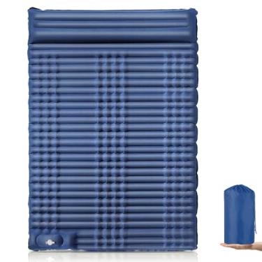 Imagem de Colchão de dormir auto-inflável para acampamento adultos com bomba pé integrada e travesseiros portáteis atividades mochilão caminhada