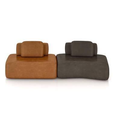 Imagem de Sofá Ilha Sala de Estar Dakota 2 Módulos 316cm Encostos Almofadas Soltas PU Caramelo/Marrom G33 - Gran Belo