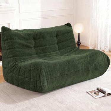 Imagem de Cansunna Bean Bag poltrona para sofá grande, pufe para adultos, lareira, espreguiçadeira, saco de feijão com espuma viscoelástica preenchida para casa, apartamento ou local de jogos (pelúcia verde)