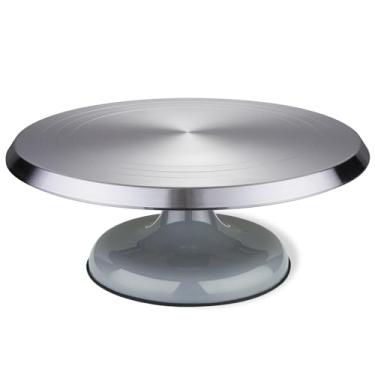 Imagem de LEOLIO Roda grande de 25 cm para esculpir, toca-discos de liga de alumínio premium com rolamento de esferas duplo para decoração de bolos, pintura, cerâmica, artistas de cerâmica e itens de exibição