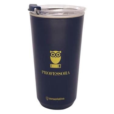 Imagem de Zonacriativa - Copo Térmico Sky Professora azul 500ml | Aço inoxidável parede dupla e tampa hermética com clique | Ideal para sala de aula e faculdade