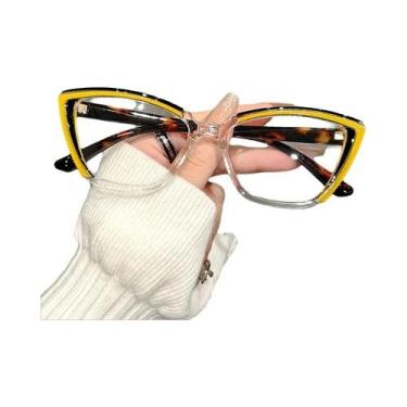 Imagem de Óculos De Computador Femininos Retrô Estilo Gato Com Lentes Transparen