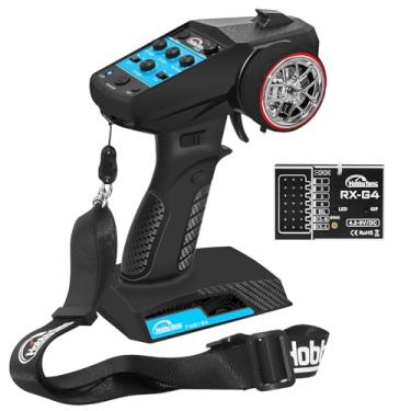 Imagem de Hobby Fans RC Radio System 4CH 2.4G RC Transmitter with Receiver Built-in Gyro and Lanyard Anti-Jamming Remote Controller for RC Car Crawler Boat (Black & Blue)