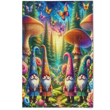 Imagem de Quebra-cabeça 1000 peças para adultos jogo de gnomos de desenho animado flores da floresta quebra-cabeças rígidos engraçados para adultos decoração de arte com estampa de animais, 1000 peças, 75 x 50