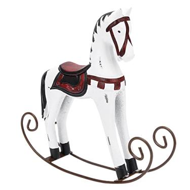 Imagem de Yosoo Cavalo de Balanço de Madeira Nórdico, Esculpido à Mão, Brinquedo de Cavalo Pintado à Mão para Crianças, Coleção e Decoração, Presente para Crianças (WHITE)