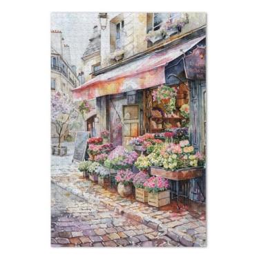 Imagem de Quebra-cabeça adulto Paris Village Florist 500 peças, quebra-cabeças com letras na parte de trás