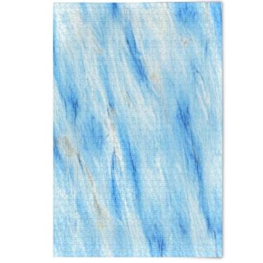 Imagem de Quebra-cabeça azul macio de mármore, 500 peças, presentes para adultos, jogo de elefantes brancos, quebra-cabeças da família Prime, arte com estampa animal, 500 peças, 52 x 37,8 cm