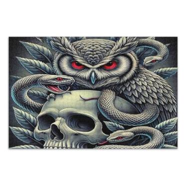Imagem de Quebra-cabeça de coruja na caveira para adultos com letras nas costas 1000 peças para adultos