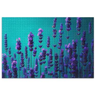 Imagem de Quebra-cabeça lavanda em verde-petróleo para adultos 1000 peças pintura animal arte presentes para amantes de quebra-cabeça