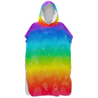 Imagem de Joisal Poncho de surfe para adultos trocador de roupões de banho toalhas com capuz plus size ponchos de praia para homens arco-íris gradiente