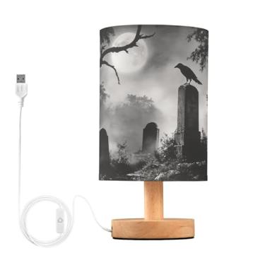 Imagem de Joisal Candeeiros de mesa vintage nebulosos pequenos para sala de estar com porta USB luminária de mesa para quarto, luminária lateral de mesa