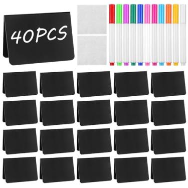 Imagem de Pacote com 40 etiquetas de alimentos para buffet de festa - mini placas de lousa - etiquetas de alimentos para buffet de festa - Exibição de buffet de suprimentos de catering, 7 x 10 cm, fácil de