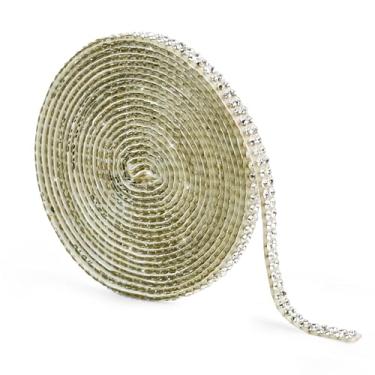 Imagem de Adesivos autoadesivos de rolo de fita de strass de 3 metros com glitter para interior de carro, exterior, decoração de artesanato de sapatos de casamento DIY (1 rolo com 3,28 m)