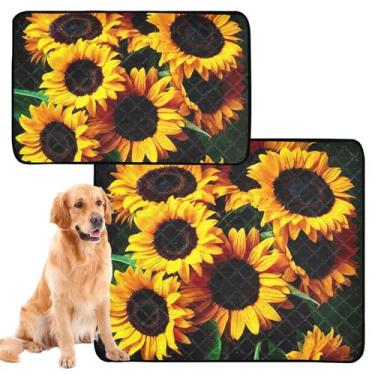 Imagem de TSENQUE Tapetes laváveis para xixi para cães, impermeável, tapete de cercadinho para cães, girassóis dourados, tapetes reutilizáveis para animais de estimação, almofadas absorventes de treinamento de