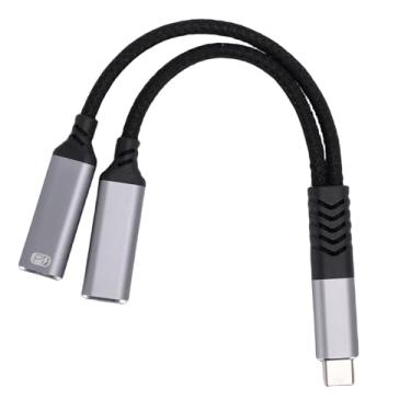 Imagem de Fabater Adaptador Audível para Fone de Ouvido e Carregador USB C, Adaptador Audível Macho para Fêmea Dupla Tipo C, Suporte para Saída DAC de 32 Bits 384 KHz PD 60 W para Carregamento