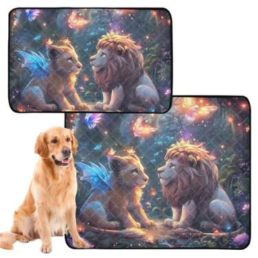 Imagem de TSENQUE Almofadas de xixi laváveis para cães, leões, dragões, animais, animais de estimação, reutilizáveis, tapete de urina fofo para cães, à prova d'água, absorventes para cães, pacote com 3 unidades