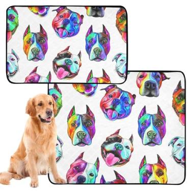 Imagem de TSENQUE Tapete colorido com estampa de cães brancos e reutilizáveis para animais de estimação, lavável, tapete impermeável para gaiolas de cachorro, tapete absorvente, pequeno x pacote com 3