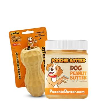 Imagem de Poochie Butter Dilly's Dog Manteiga de amendoim para cães de 355 ml + brinquedo interativo para cães (2,3 a 8,6 kg)