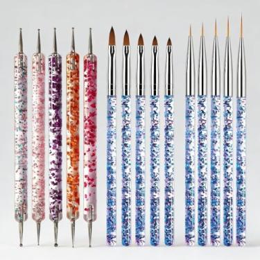 Imagem de Conjunto de 15 pincéis de unhas, 15 peças, design de cabeça dupla, ferramentas de ponto de linha gradiente para esmalte de gel, unhas acrílicas e arte de unhas, multicolorido