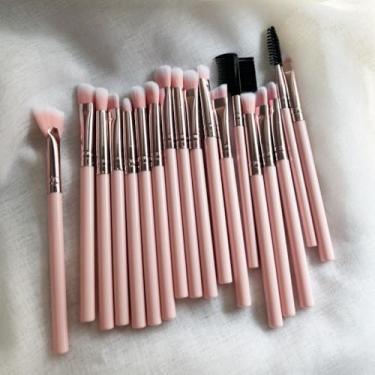Imagem de Conjunto de pincéis de maquiagem rosa de 21 peças | Pincéis de cerdas macias para blush e contorno do nariz com bolsa de armazenamento 21-5