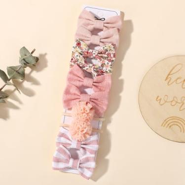 Imagem de 10 peças de laços de cabelo com laços pequenos elásticos de 4 cm, suportes de rabo de cavalo, tecido macio, laço de flor, faixas de cabelo de borracha para mulheres jovens (10 peças)