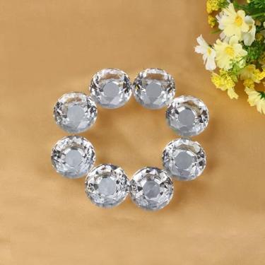 Imagem de 8Pcs maçanetas de porta vidro cristal puxadores gaveta conjunto hardware móveis e cozinha com parafusos montagem anéis metálicos estrutura sólida eleg