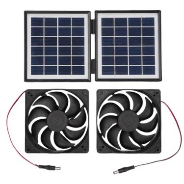 Imagem de Kit de ventilador de exaustão solar 2 pacotes 10W Ventilador de resfriamento de ventilação alimentado por painel solar dobrável com design à prova de chuva para caravana ao ar (Preta)
