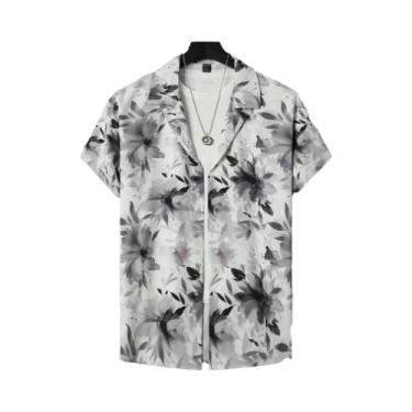 Imagem de Camisas Havaianas Masculinas De Manga Curta Com Estampa Em Patchwork 3