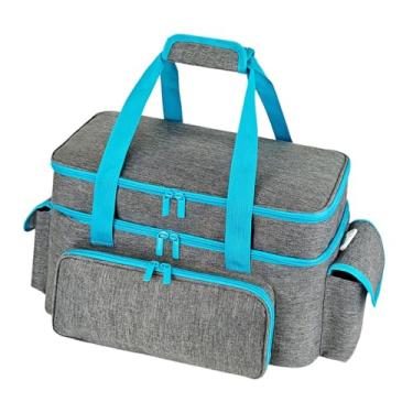 Imagem de Esquirla Bolsa organizadora para materiais de costura com alça de ombro removível, grande, com duas camadas, ideal para guardar linhas, tesouras, carretéis e