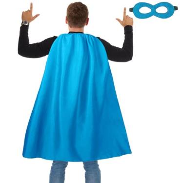 Imagem de Dajiahao Capas e máscaras de super-herói adulto – Capas de vampiro de Halloween, capas para adultos cosplay festa à fantasia (azul celeste)
