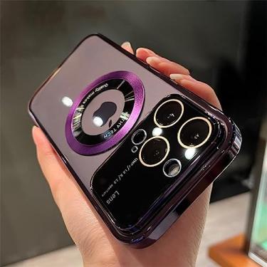 Imagem de Para iPhone 14 13 12 Pro Max Proteção completa da câmera Revestimento de orifício rígido Capa de telefone de acrílico transparente, Roxo, Para iPhone 12 Pro Max