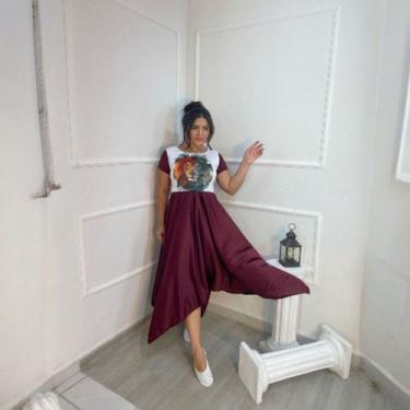 Imagem de Vestido de Dança Coreografia Plus Size Leão Moda Evangélica, Vinho, G3