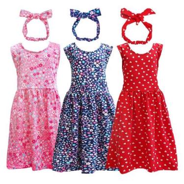 Imagem de Vestido Infantil Menina Soltinho Passeio Verao Festa Praia Estampado F