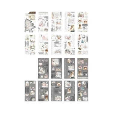 Imagem de Livro De Adesivos PET De Natal 18 Peças À Prova d'Água Para Scrapbooki