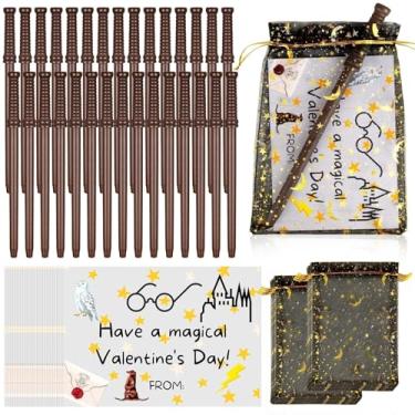 Imagem de Gosodeny 30 Set Valentine's Day Wizard Party Favors Wand Pencils & Wizard Glasses Gift Set, Classroom Exchange Cards, School Rewards, Wizard Goodie Bag Fillers, Exchange Gifts Party Favors Supplies