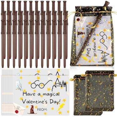 Imagem de 36 Set Valentine's Day Wizard Party Favors Wand Pencils & Wizard Glasses Gift Set, Classroom Exchange Cards, School Rewards, Wizard Goodie Bag Fillers, Ideal for Valentines Classroom Exchanges