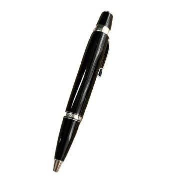 Imagem de AXPTI Caneta-tinteiro de ponta retrátil exclusiva de luxo com brilho para presente, clipe de diamante de cor aleatória (B BALLPOINT, com uma bolsa de couro)