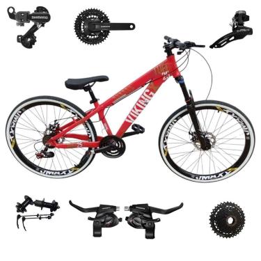 Imagem de Bicicleta 26 VikingX T25 24v Index Freeride Shimano Cubo k7 Pneu Slick Fino FX 1.50-Unissex