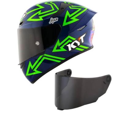 Imagem de Capacete KYT TT Course Manzi Azul e Verde Mais Viseira Fumê-Masculino