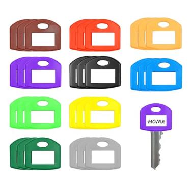 Imagem de Nextpal 30 etiquetas de chave e identificadores, capas de silicone coloridas com notas adesivas e caneta em branco, tampas de borracha elásticas para chaves de casa, etiquetas codificadas por cores