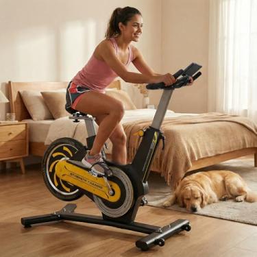 Imagem de Bicicleta Ergometrica Spinning Magnetica Até 180kg,Spinning Bike Silenciosa com Volante de Inércia Traseiro 8kg,Resistencia Magnetica 7 Niveis,Bicicleta de Spinning para Treino em Casa