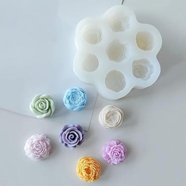 Imagem de 1 molde de silicone 3D rosa e peônia para velas DIY, sabonetes, resina, artesanato, ferramentas de fundição de resina epóxi de cristal, branco