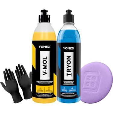 Imagem de Kit shampoo Automotivo V-Mol 500ml + Kit Tryon 500ml + Aplicador de espuma + Luva