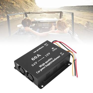 Imagem de aqxreight Conversor de Tensão DC 24V para 12V 600W Regulador de Adaptador de Energia Com Ventiladores Duplos de Proteção Completa para Carros, Caminhões, RVs, SUVs, ônibus (60A)