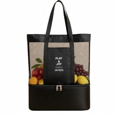 Imagem de Bolsa de Praia Telada com Compartimento Térmico, Play Joy, 36x15x40cm, Preto, Alça de Ombro