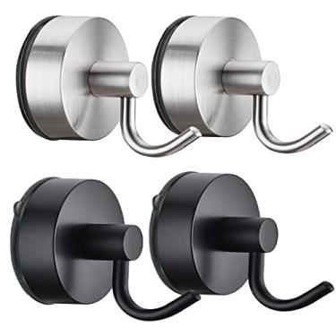 Imagem de 5sssallefaa 4 peças gancho de ventosa a vácuo preto cabides de parede sem perfuração toalhas chaves casaco gancho de chuveiro acessórios de casa de banho (cor: preto, tamanho: 1)