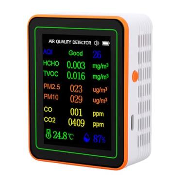 Imagem de Jiawu Testador de Umidade e Temperatura CO2 PM10 Verificador de Qualidade do Ar Com Tela Colorida para Uso Em Escritórios Domésticos (Laranja Branco)