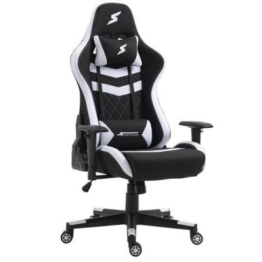 Imagem de Cadeira Gamer SuperFrame Sport, Reclinável, 2D, Preta e Branca, SuperF